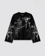 Distressed Cross Long Sleeve Tee