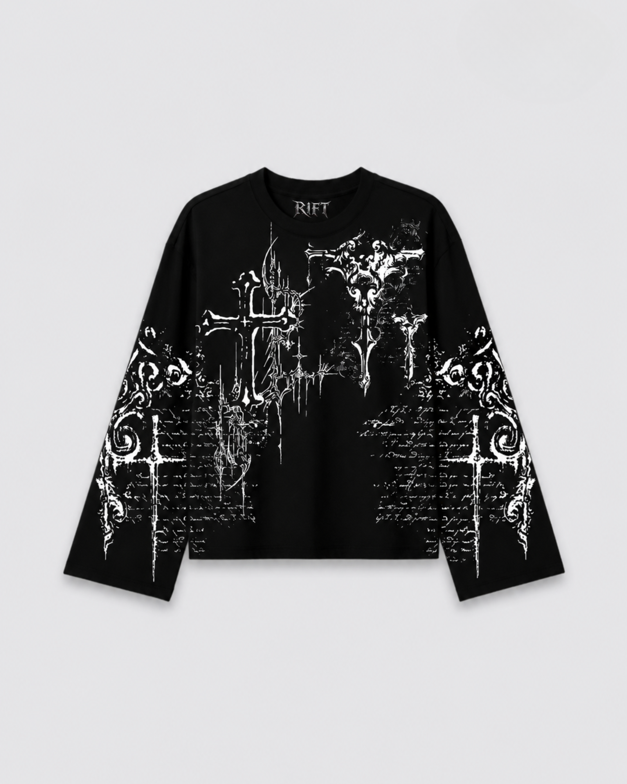 Distressed Cross Long Sleeve Tee