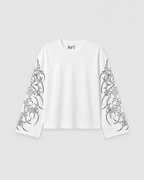 Scripted Sleeve White Tee