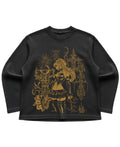 Black waffle knit oversized full-sleeve Front Design