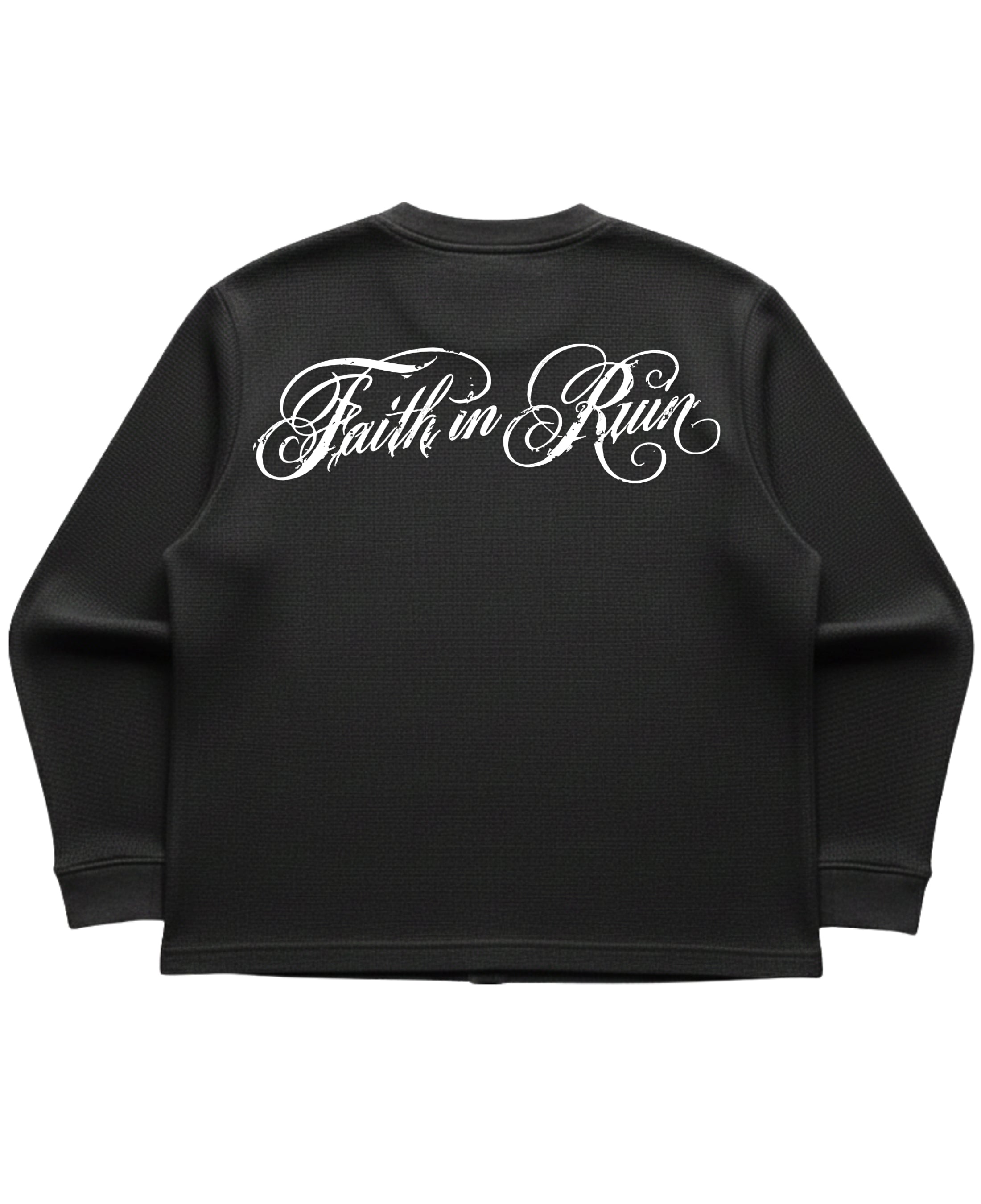 Black waffle knit oversized full-sleeve Back Design