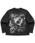 Black waffle knit oversized full-sleeve Front Design