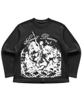 Black waffle knit oversized full-sleeve Front Design