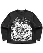 Black waffle knit oversized full-sleeve Front Design