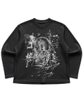 Black waffle knit oversized full-sleeve Front Design
