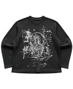 Black waffle knit oversized full-sleeve Front Design
